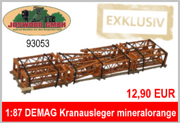 Joswood 93053 H0 Kranausleger DEMAG mit Rostschutzanstrich mineralorange Mennige